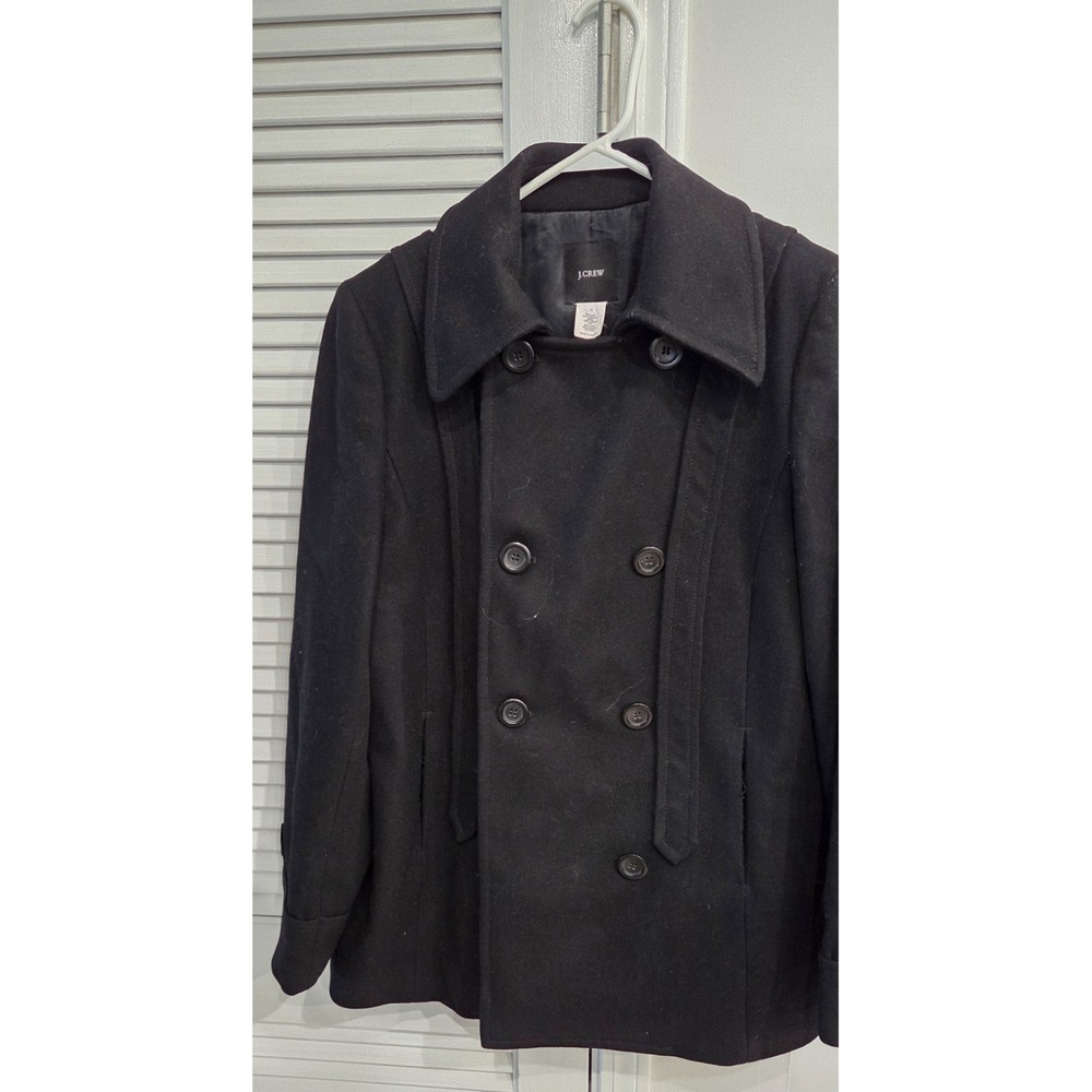 J.Crew Black Double Breasted Wool Pea Coat Jacket Womens Size 10